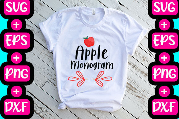 Apple Monogram1: Clean Graphics for T-Shirt Designs & Handmade Business Use